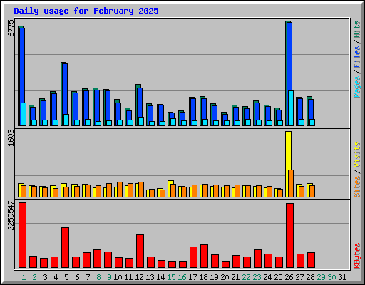 Daily usage for February 2025